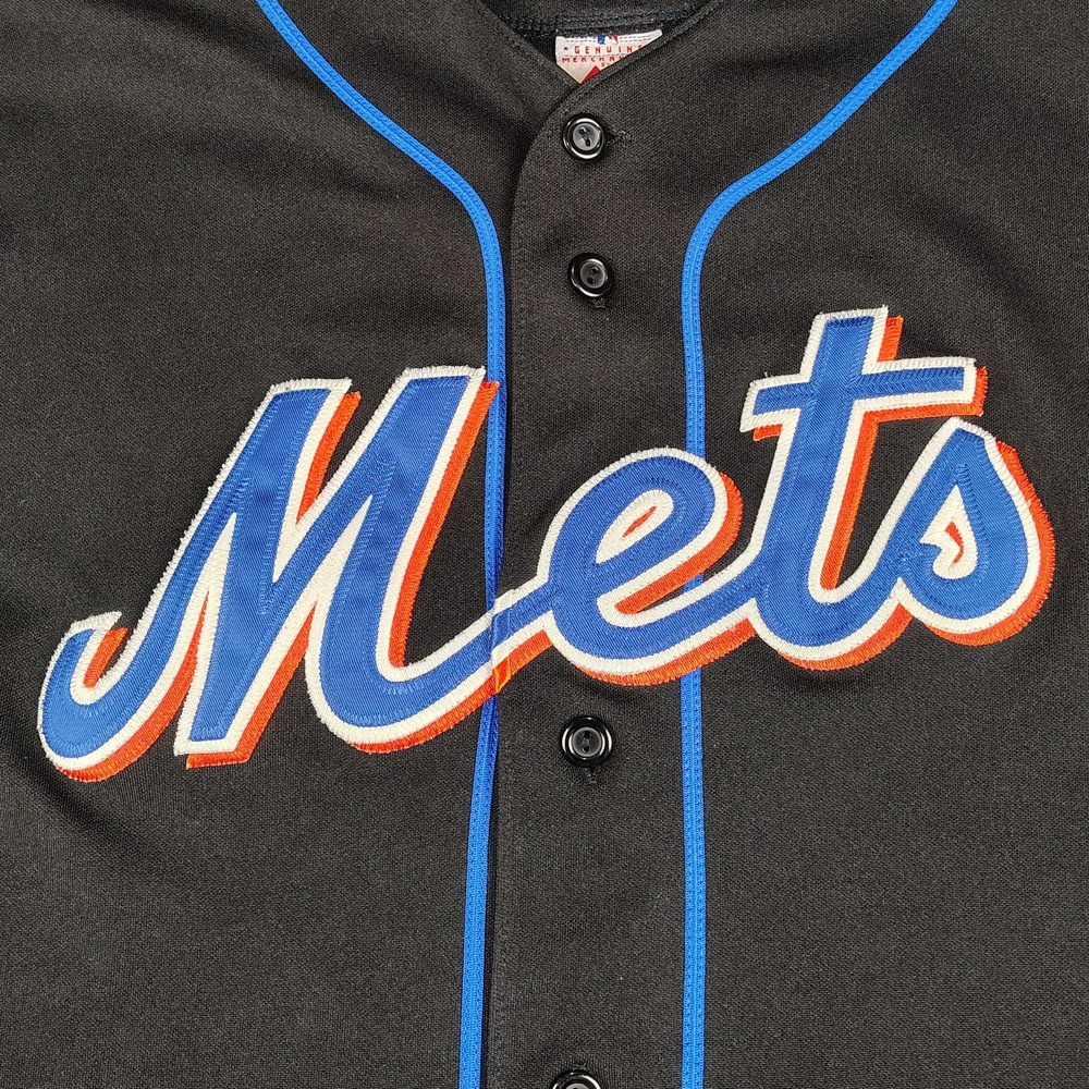 Vintage Majestic Jose Reyes #7 New York Mets Jersey Mens XL Black MLB Short Slv - Picture 6 of 16